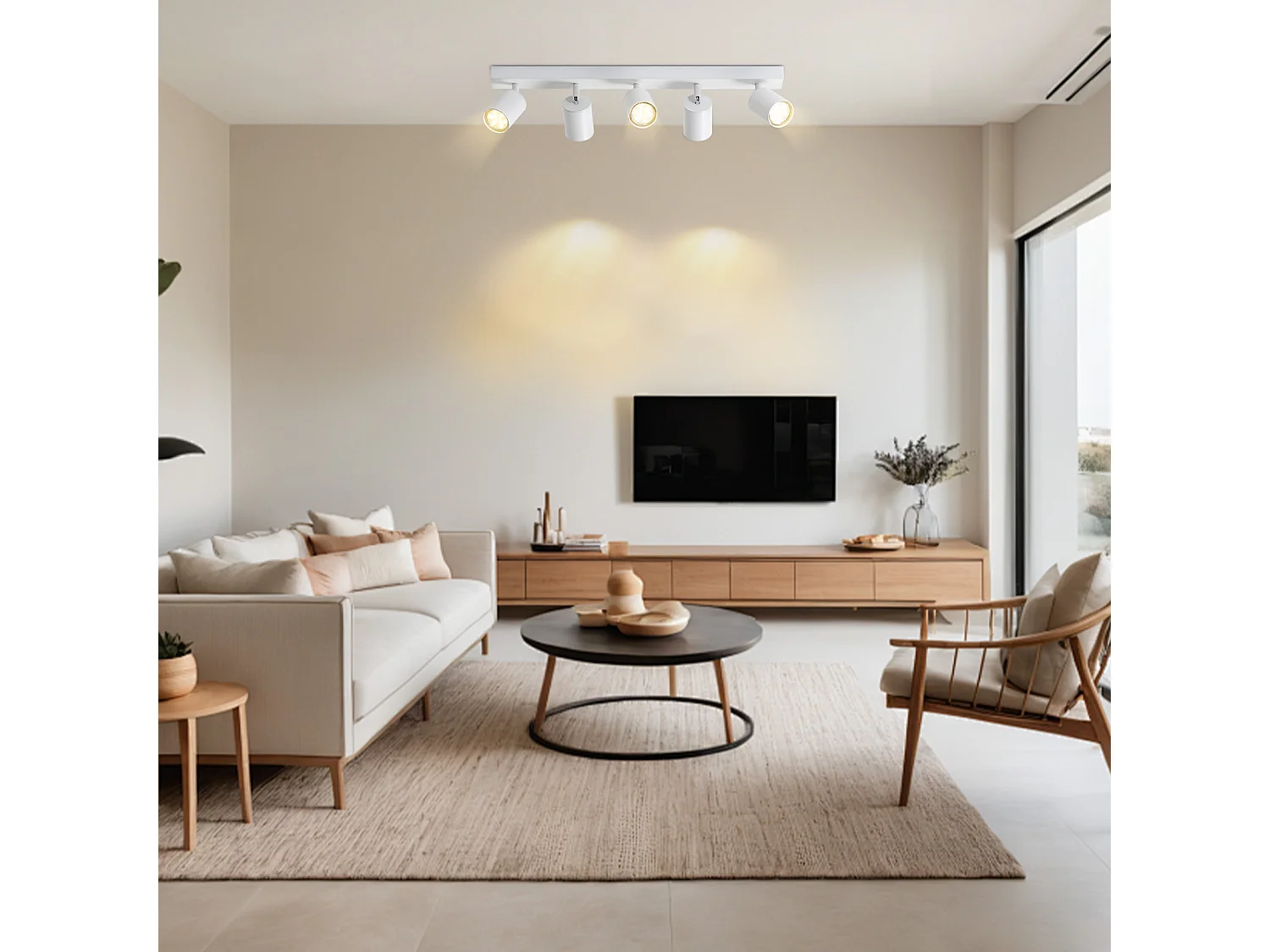 NETTLIFE 5 spots de plafond LED blanc GU10 flamme 330° pivotants lampe moderne et murale industrielle pour salon chambre cuisine sans ampoule