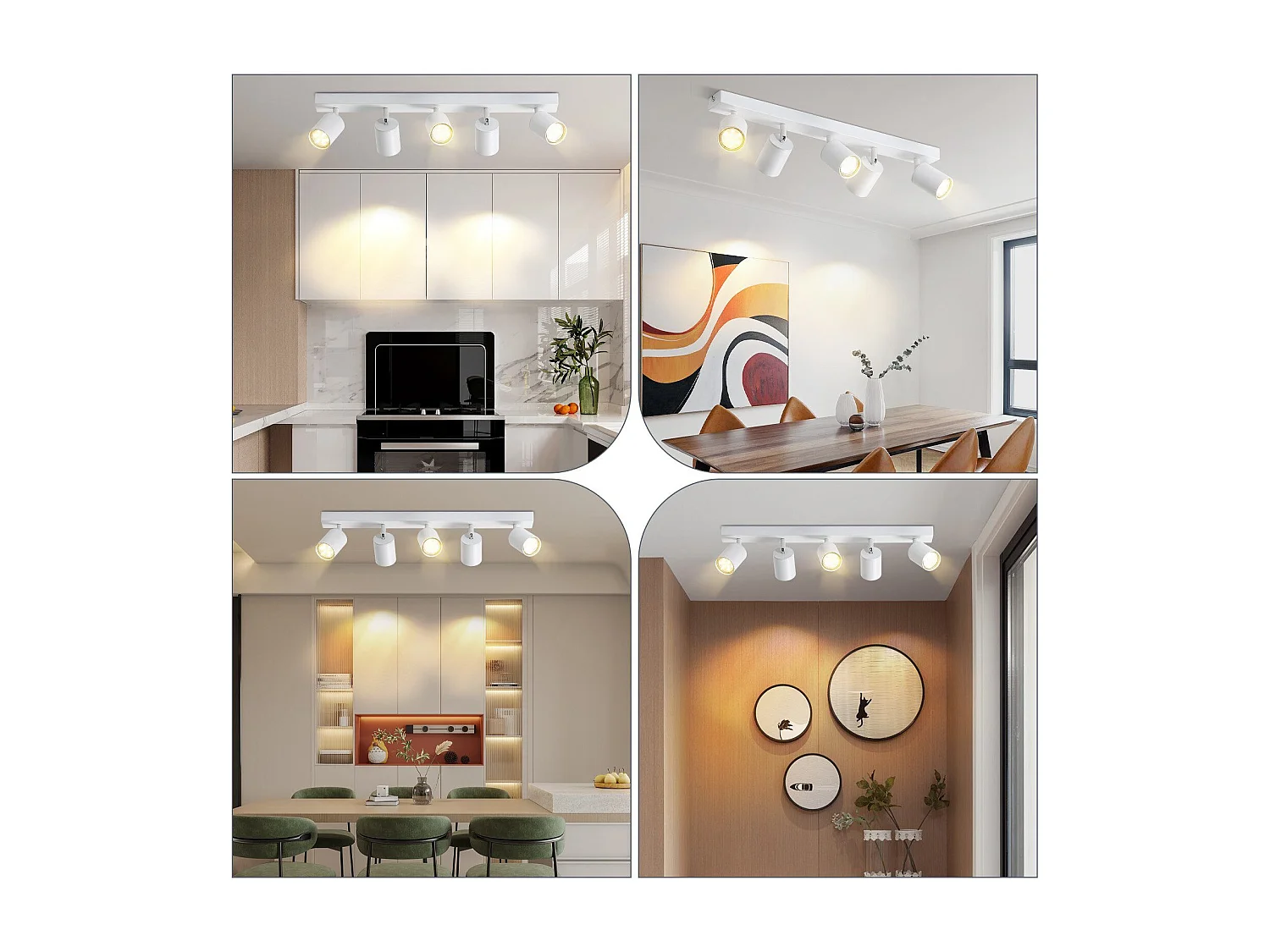 NETTLIFE 5 spots de plafond LED blanc GU10 flamme 330° pivotants lampe moderne et murale industrielle pour salon chambre cuisine sans ampoule