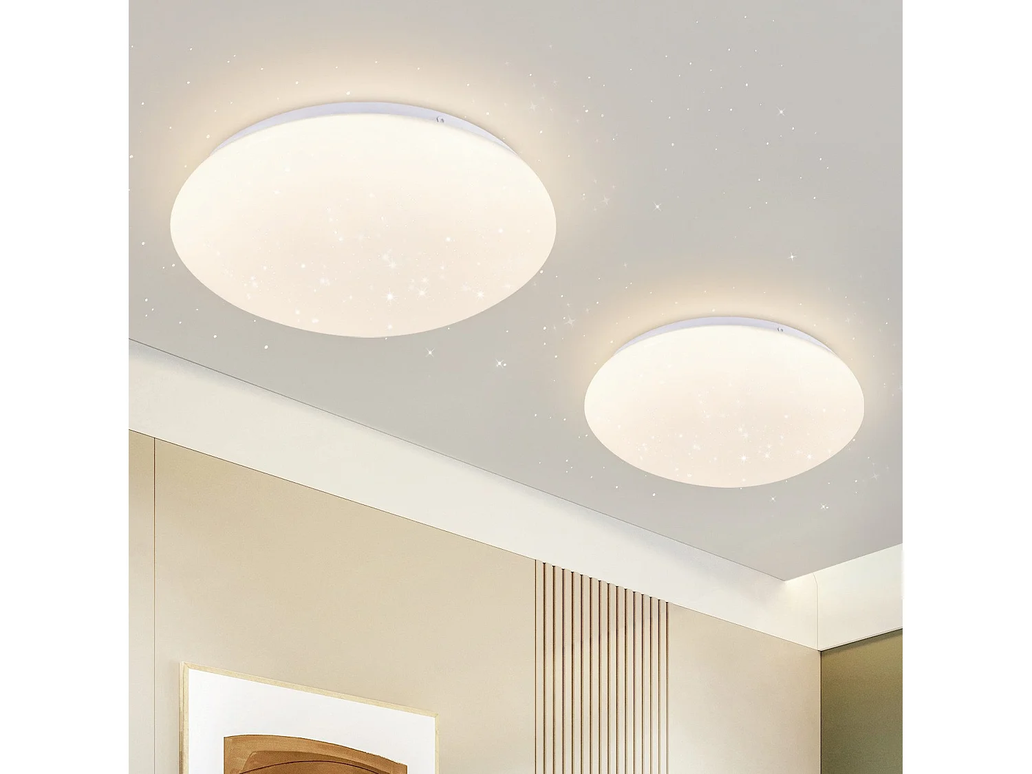 NETTLIFE 2 x Plafonnier LED Salon - Ø 16,5 cm, 4000 K, 5 W, Blanc Neutre, Couloir, Chambre Enfant