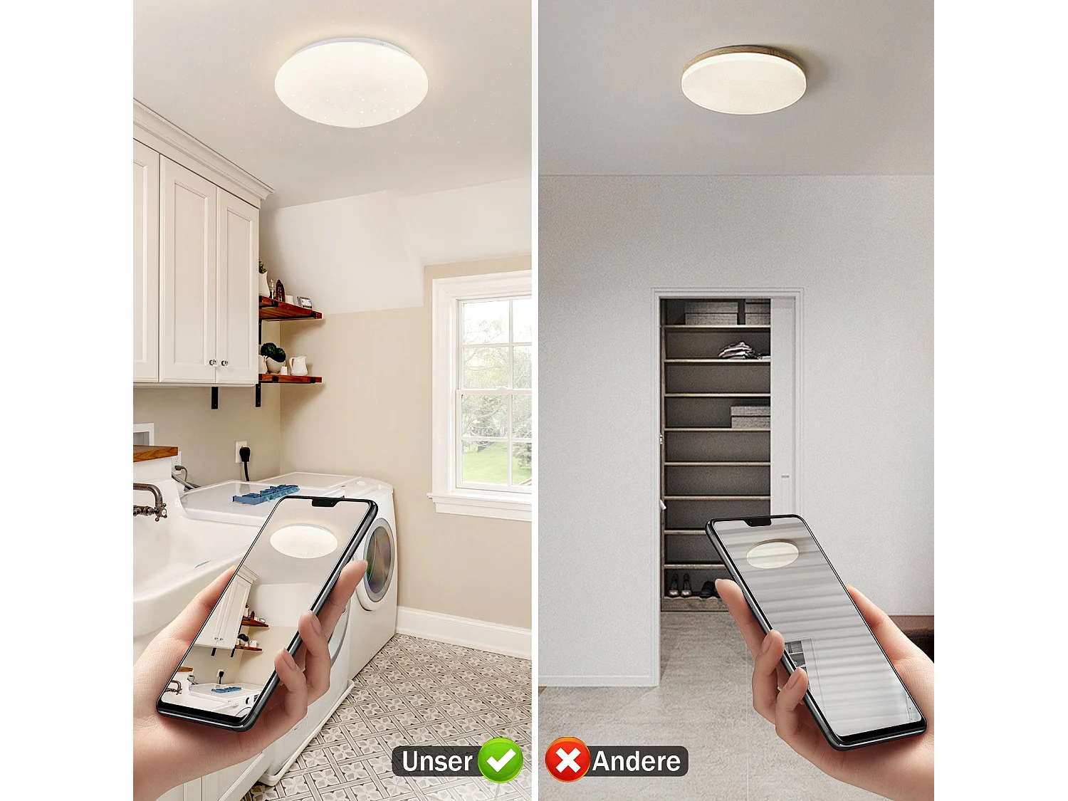 NETTLIFE 2 x Plafonnier LED Salon - Ø 16,5 cm, 4000 K, 5 W, Blanc Neutre, Couloir, Chambre Enfant