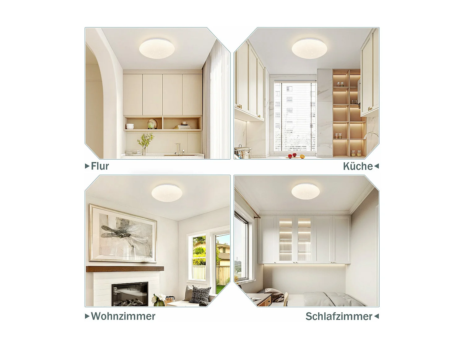 NETTLIFE 2 x Plafonnier LED Salon - Ø 16,5 cm, 4000 K, 5 W, Blanc Neutre, Couloir, Chambre Enfant