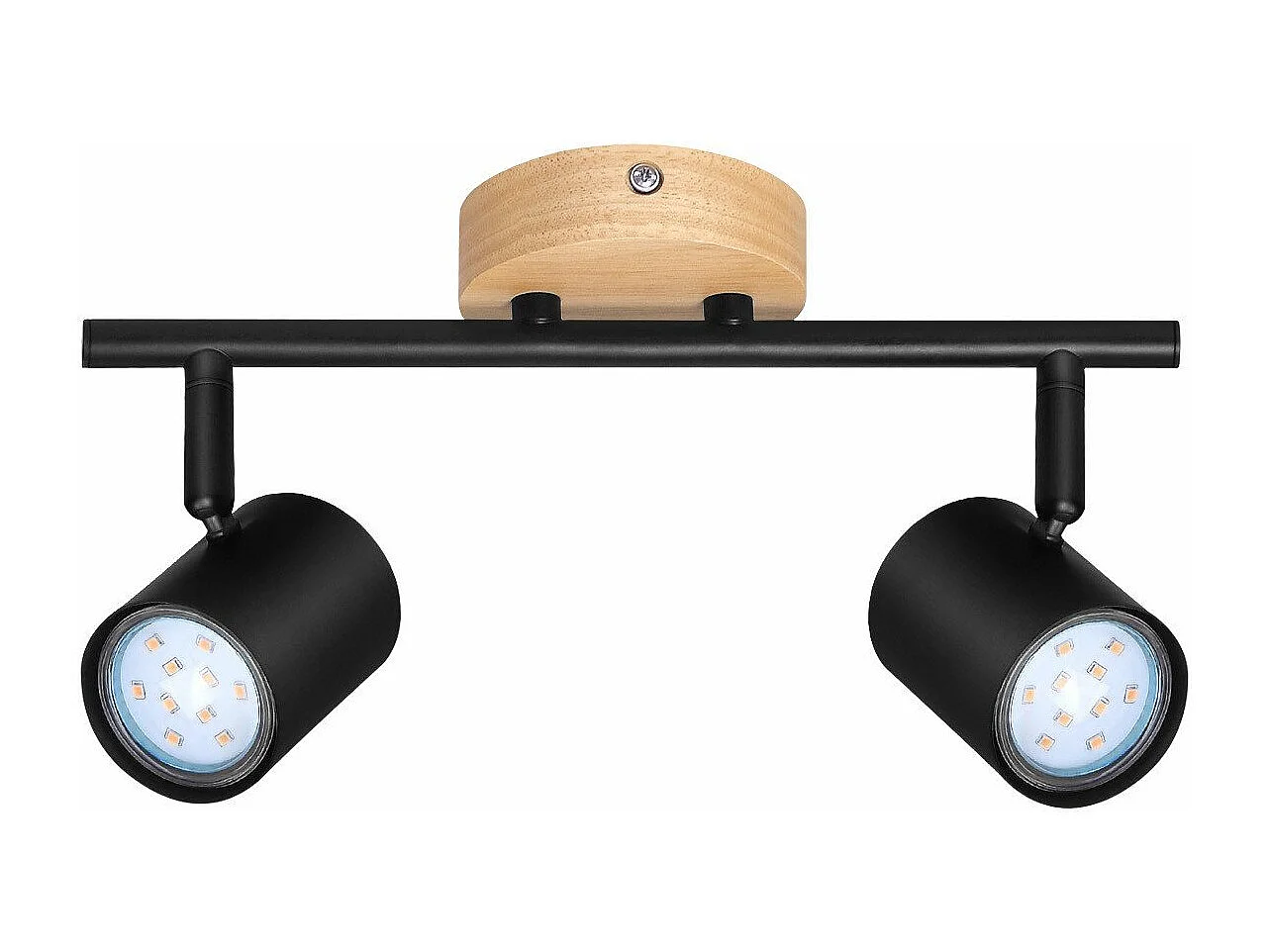 NETTLIFE 2-płomienna lampa sufitowa LED - czarna lampa sufitowa GU10 Obrotowy reflektor Drewniany kinkiet Reflektor ścienny do salonu sypialni Bez żarówki