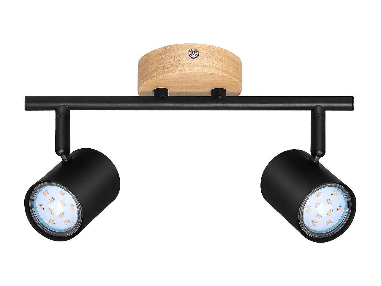 NETTLIFE Plafonnier LED 2 flamme - Noir Plafonnier GU10 Spot pivotant Applique murale en bois Spot mural pour salon chambre Sans ampoule