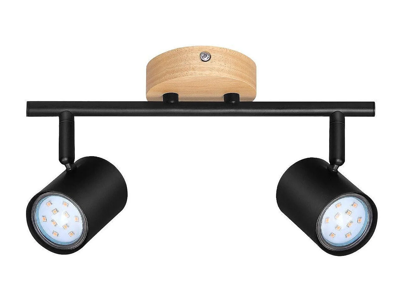 NETTLIFE Plafonnier LED 2 flamme - Noir Plafonnier GU10 Spot pivotant Applique murale en bois Spot mural pour salon chambre Sans ampoule