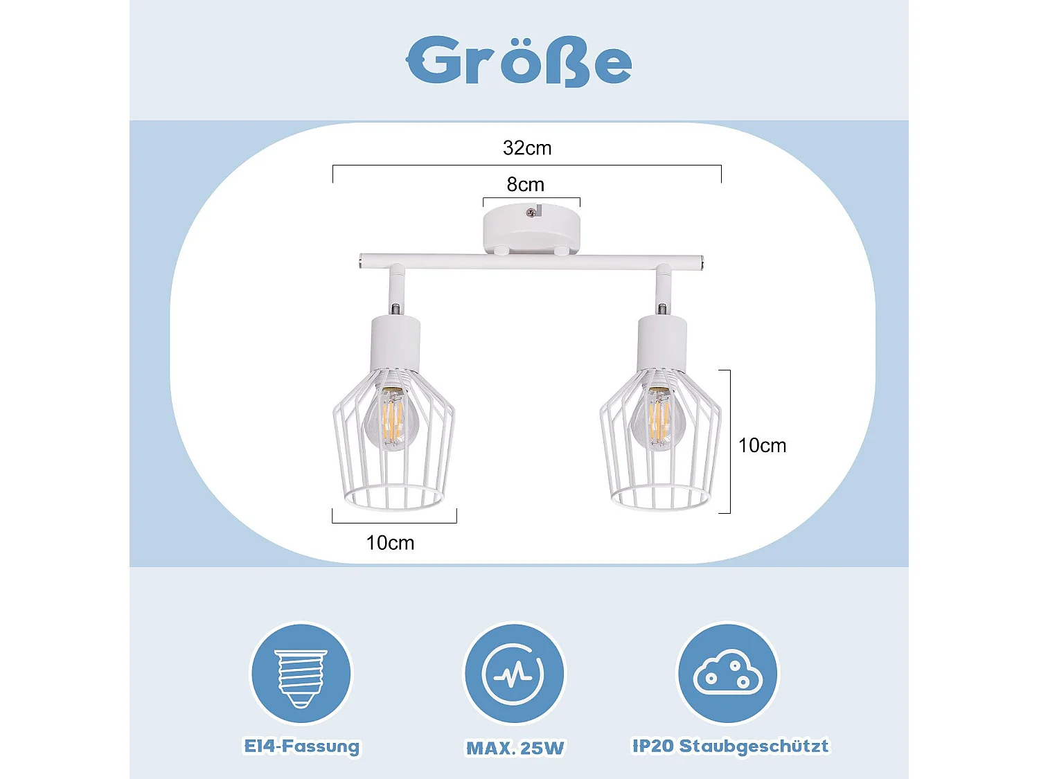 NETTLIFE 2 Spots de Plafond E14 -  métal, lampe de couloir industrielle pivotante à 350°, applique murale pour couloir et salon，blanc