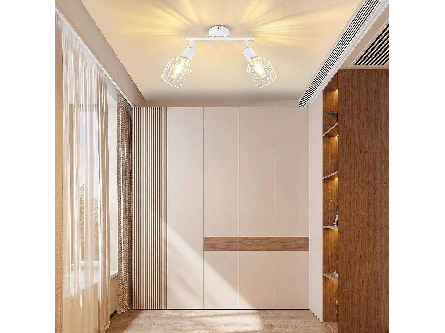 NETTLIFE 2 Spots de Plafond E14 -  métal, lampe de couloir industrielle pivotante à 350°, applique murale pour couloir et salon，blanc