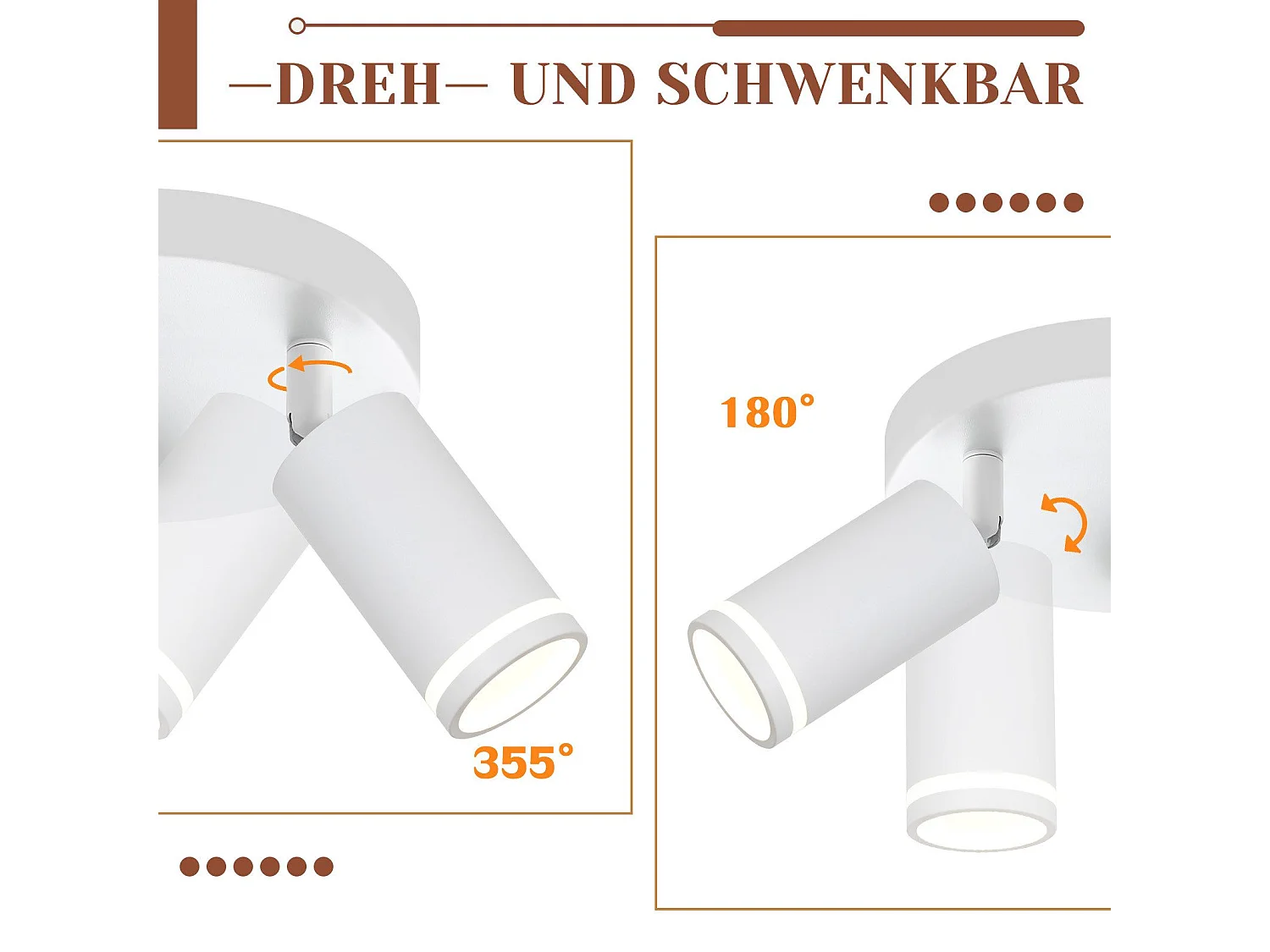 NETTLIFE 2-płomienna lampa sufitowa LED - Biała lampa sufitowa GU10 Obrotowy reflektor Drewniany kinkiet Reflektor ścienny do salonu sypialni Bez żarówki