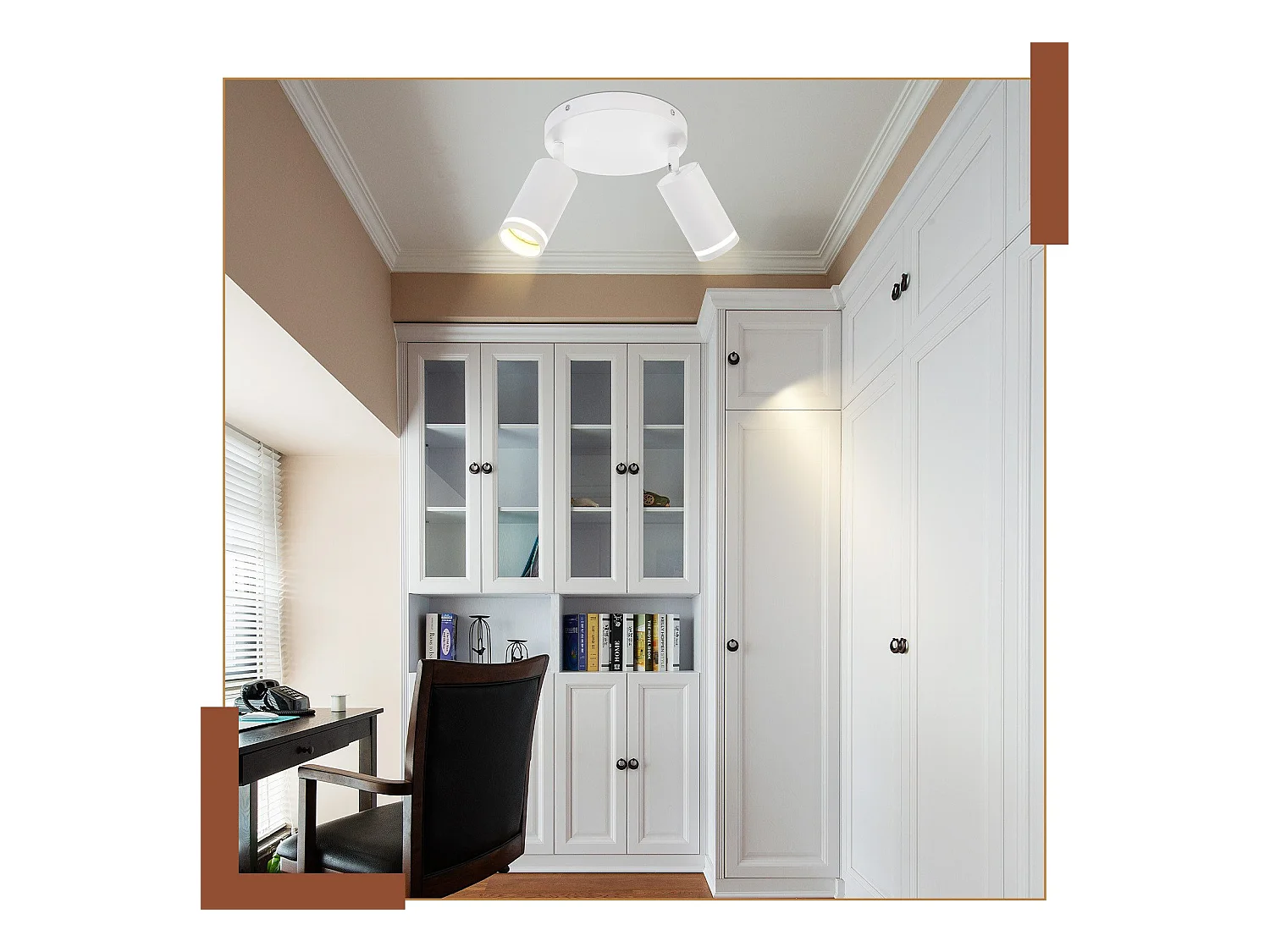 NETTLIFE Plafonnier LED 2 flamme - Blanc Plafonnier GU10 Spot pivotant Applique murale en bois Spot mural pour salon chambre  Sans ampoule