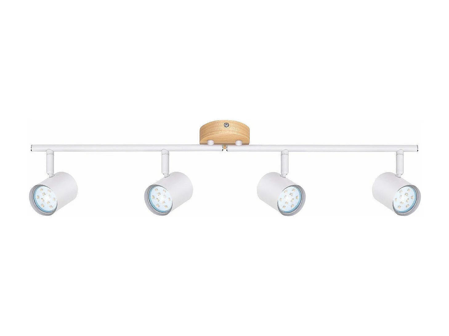 NETTLIFE Opbouwspot Hout wit rond 4-lichts GU10 Fitting draaibar Plafondspot Hoogwaardig   Max.25W Vintage Plafondlamp