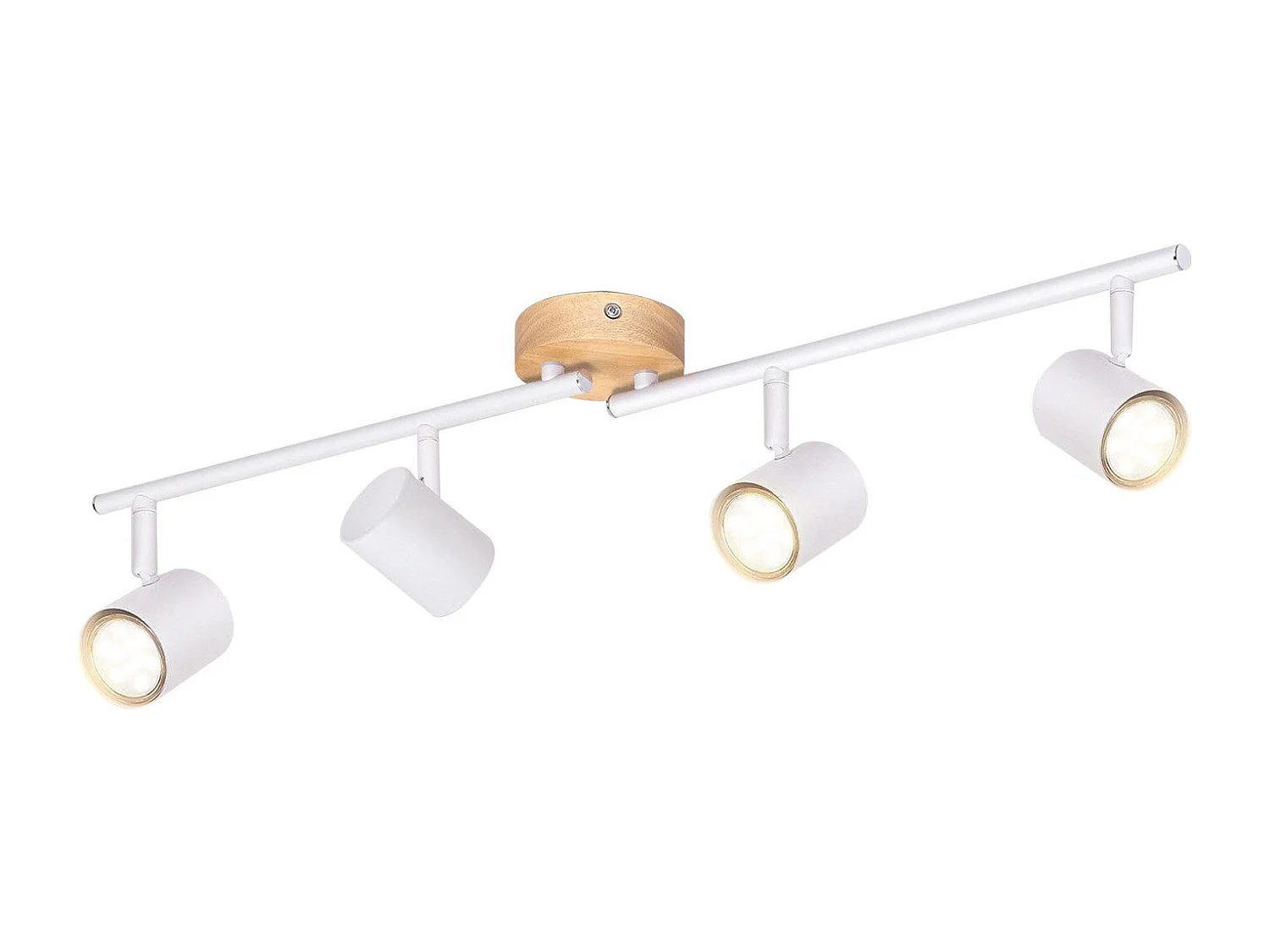 NETTLIFE Plafonnier LED 4 flamme - Blanc Plafonnier GU10 Spot pivotant Applique murale en bois Spot mural pour salon chambre  Sans ampoule