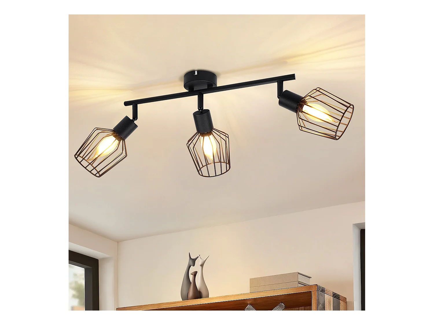 NETTLIFE 3 Spots de Plafond E14 -  métal, lampe de couloir industrielle pivotante à 350°, applique murale pour couloir et salon，noir