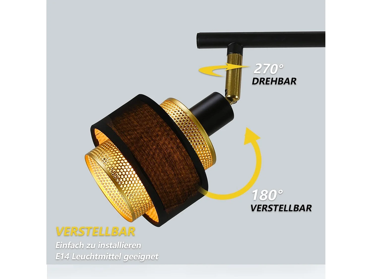 NETTLIFE 3-punktowa lampa sufitowa E14 czarna vintage z płomieniem retro sypialnia w złotym metalu regulowana industrialna do kuchni przedpokój jadalnia