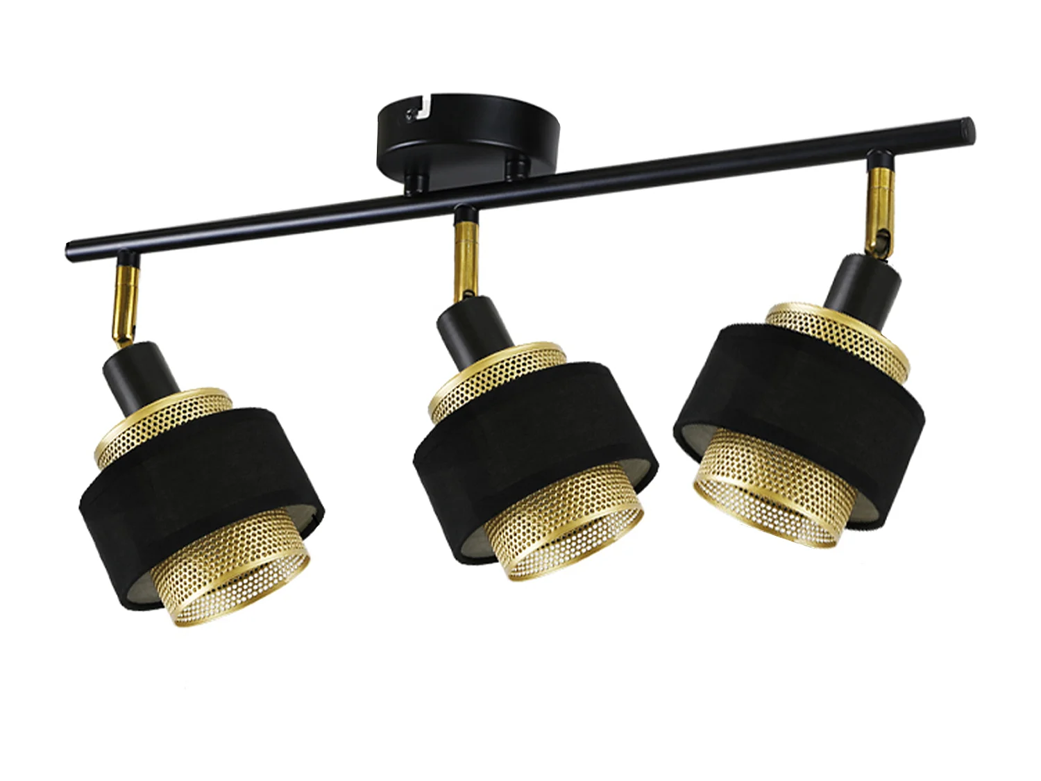 3 Vintage Schwarze E14 Deckenstrahler mit Retro Flamme Gold Metall Verstellbar Industriell