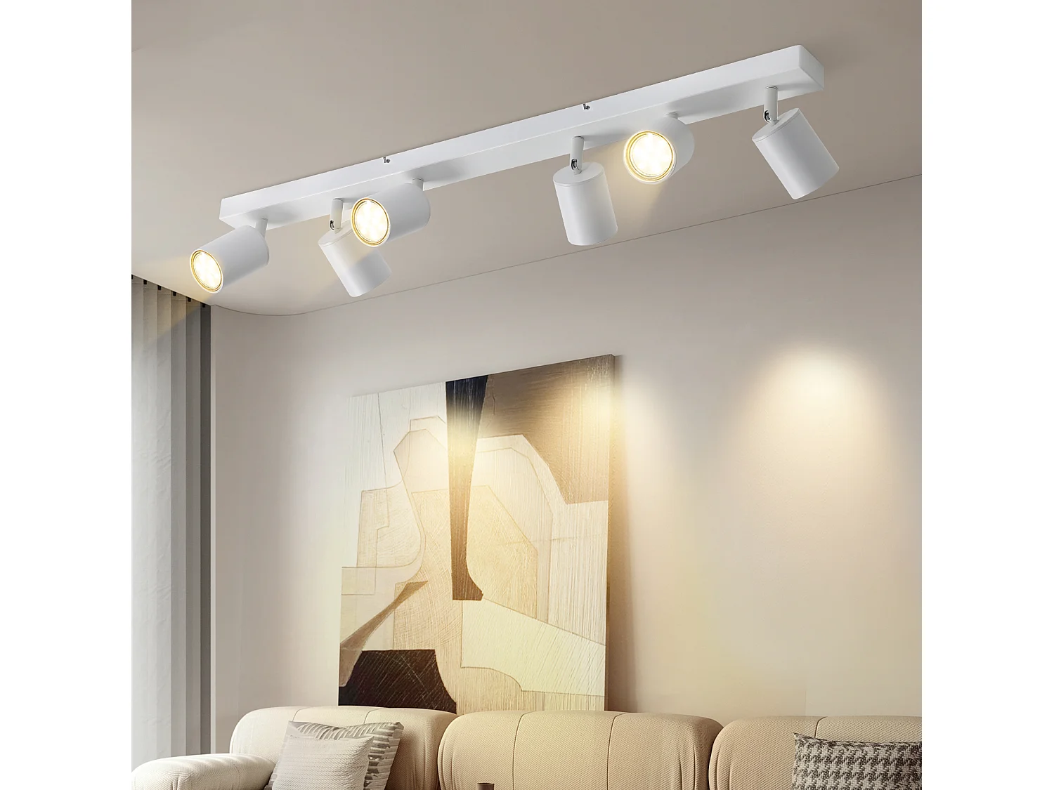 NETTLIFE Opbouwspot - plafondspot met 6 lichtpunten - spots - WIt Plafondlamp - L 76.5 cm - draaibar - kantelbaar - GU10 fitting - plafoniere - excl. GU10