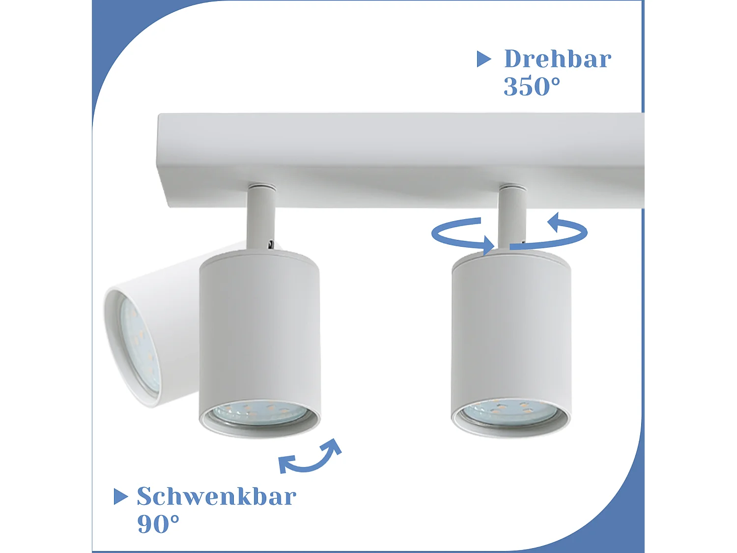 NETTLIFE Opbouwspot - plafondspot met 6 lichtpunten - spots - WIt Plafondlamp - L 76.5 cm - draaibar - kantelbaar - GU10 fitting - plafoniere - excl. GU10