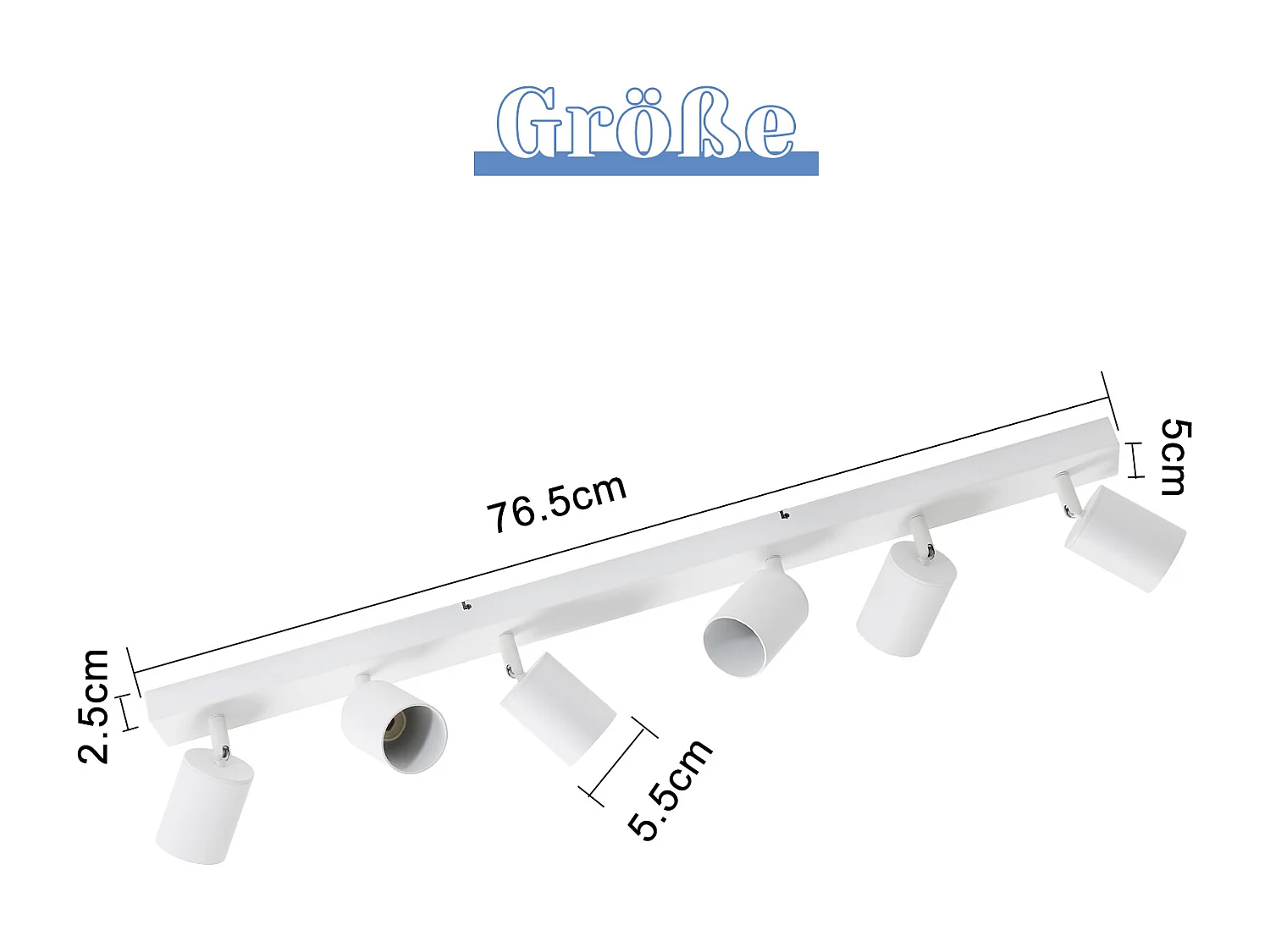 NETTLIFE Opbouwspot - plafondspot met 6 lichtpunten - spots - WIt Plafondlamp - L 76.5 cm - draaibar - kantelbaar - GU10 fitting - plafoniere - excl. GU10