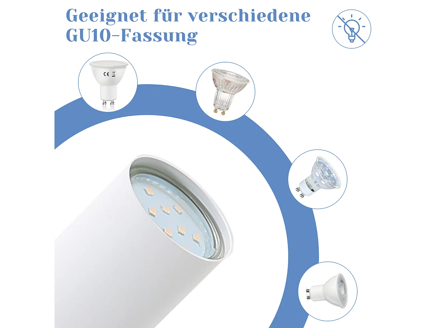 NETTLIFE Opbouwspot - plafondspot met 6 lichtpunten - spots - WIt Plafondlamp - L 76.5 cm - draaibar - kantelbaar - GU10 fitting - plafoniere - excl. GU10
