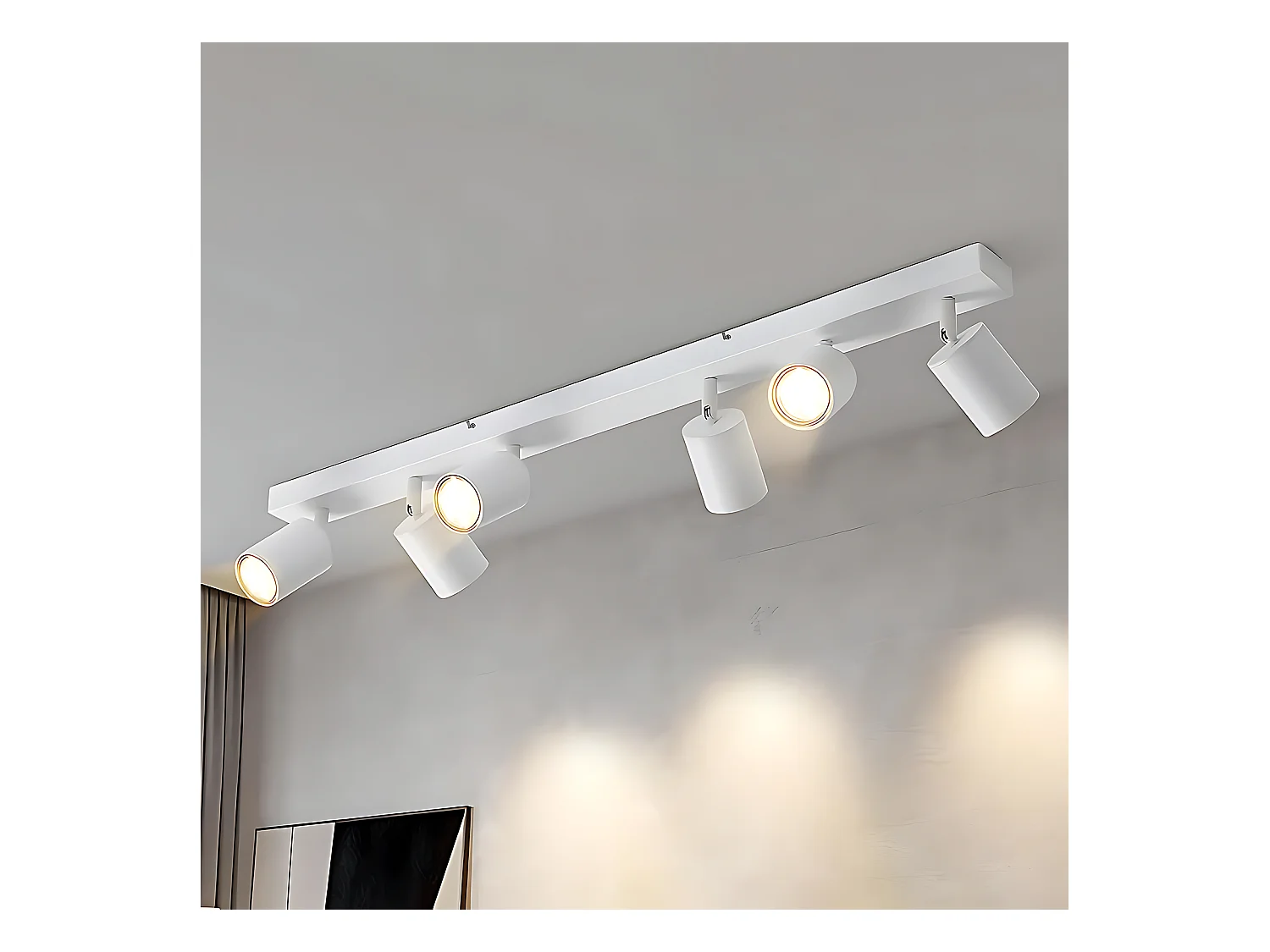 NETTLIFE Opbouwspot - plafondspot met 6 lichtpunten - spots - WIt Plafondlamp - L 76.5 cm - draaibar - kantelbaar - GU10 fitting - plafoniere - excl. GU10