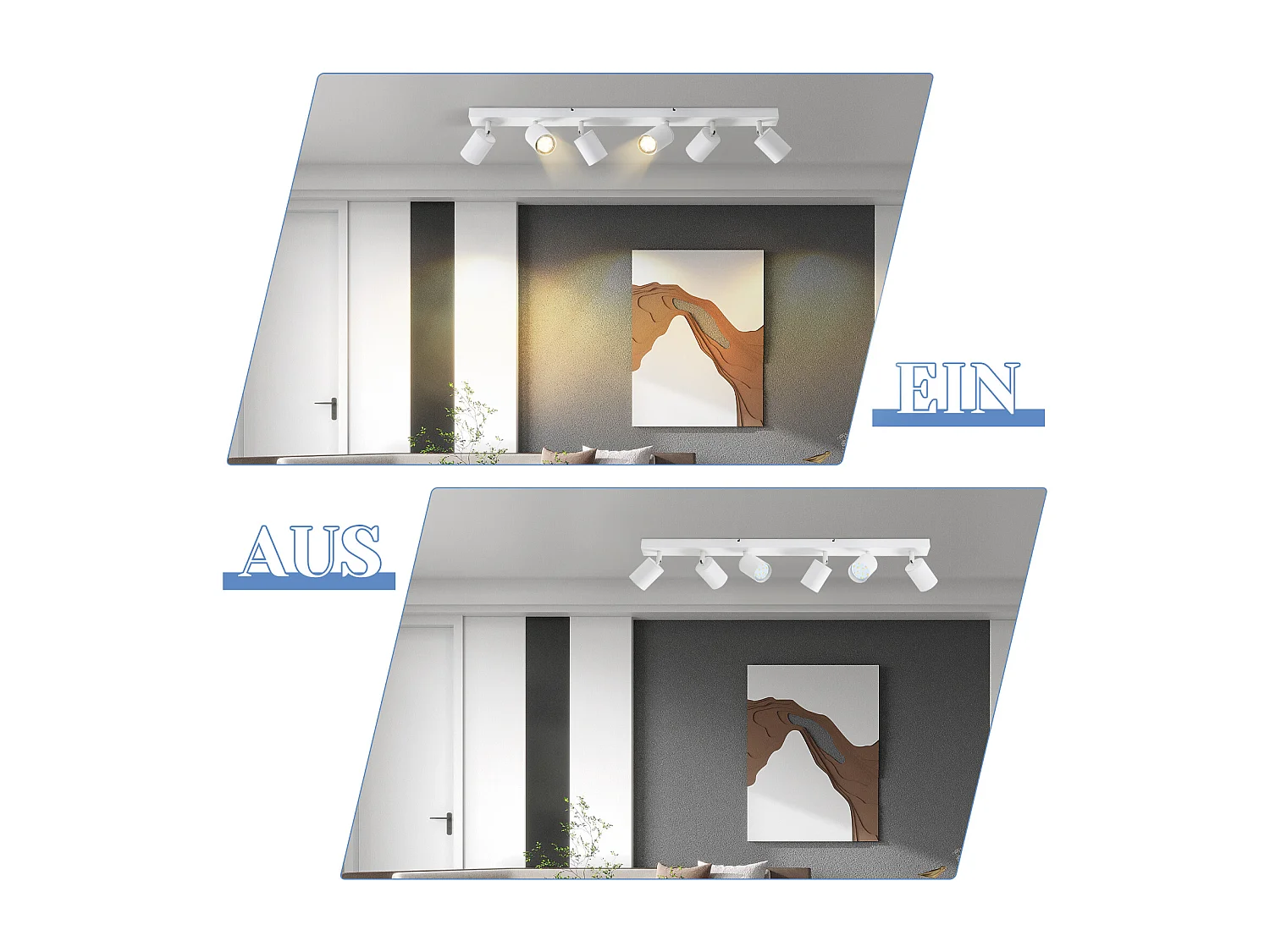 NETTLIFE 6 spots de plafond LED blancs GU10 orientables à 350° pour salon chambre cuisine sans ampoule