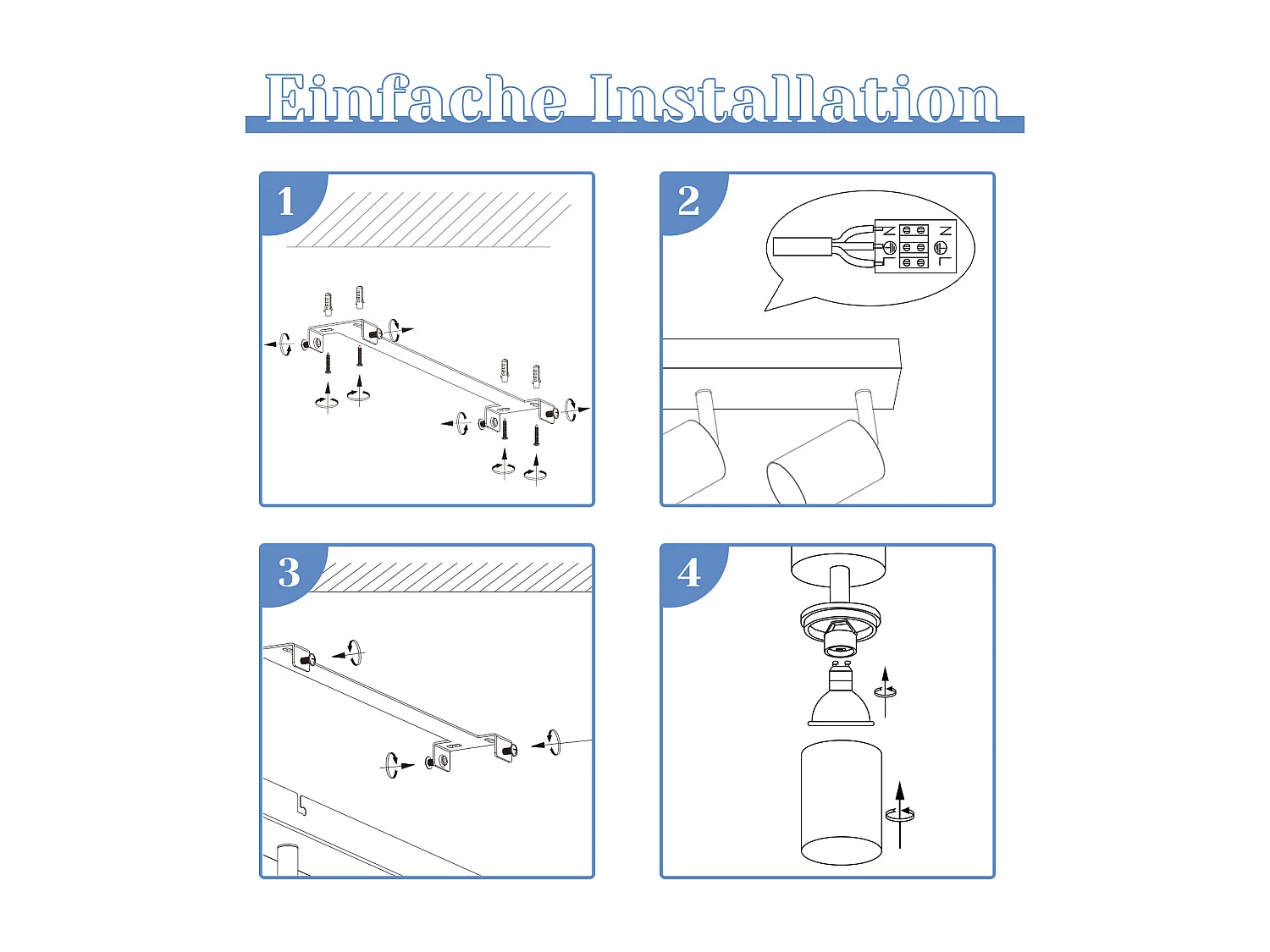 NETTLIFE 6 spots de plafond LED blancs GU10 orientables à 350° pour salon chambre cuisine sans ampoule