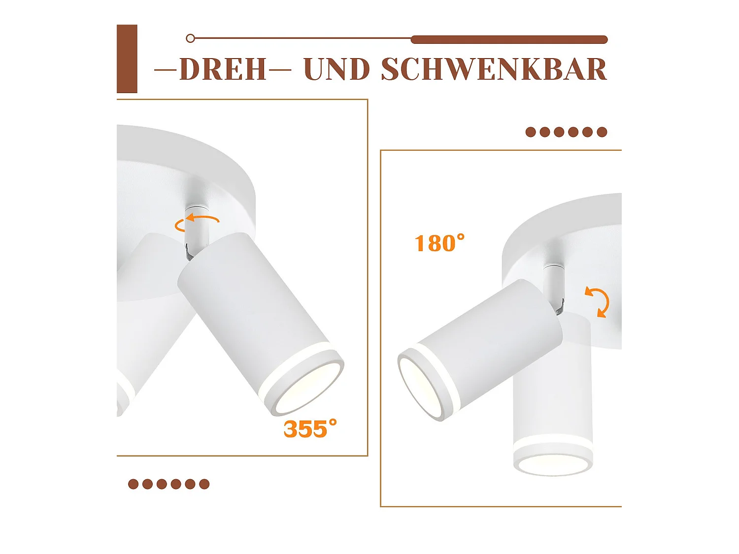 NETTLIFE Plafonnier LED 3 flamme - Blanc Plafonnier GU10 Spot pivotant Applique murale en bois Spot mural pour salon chambre  Sans ampoule