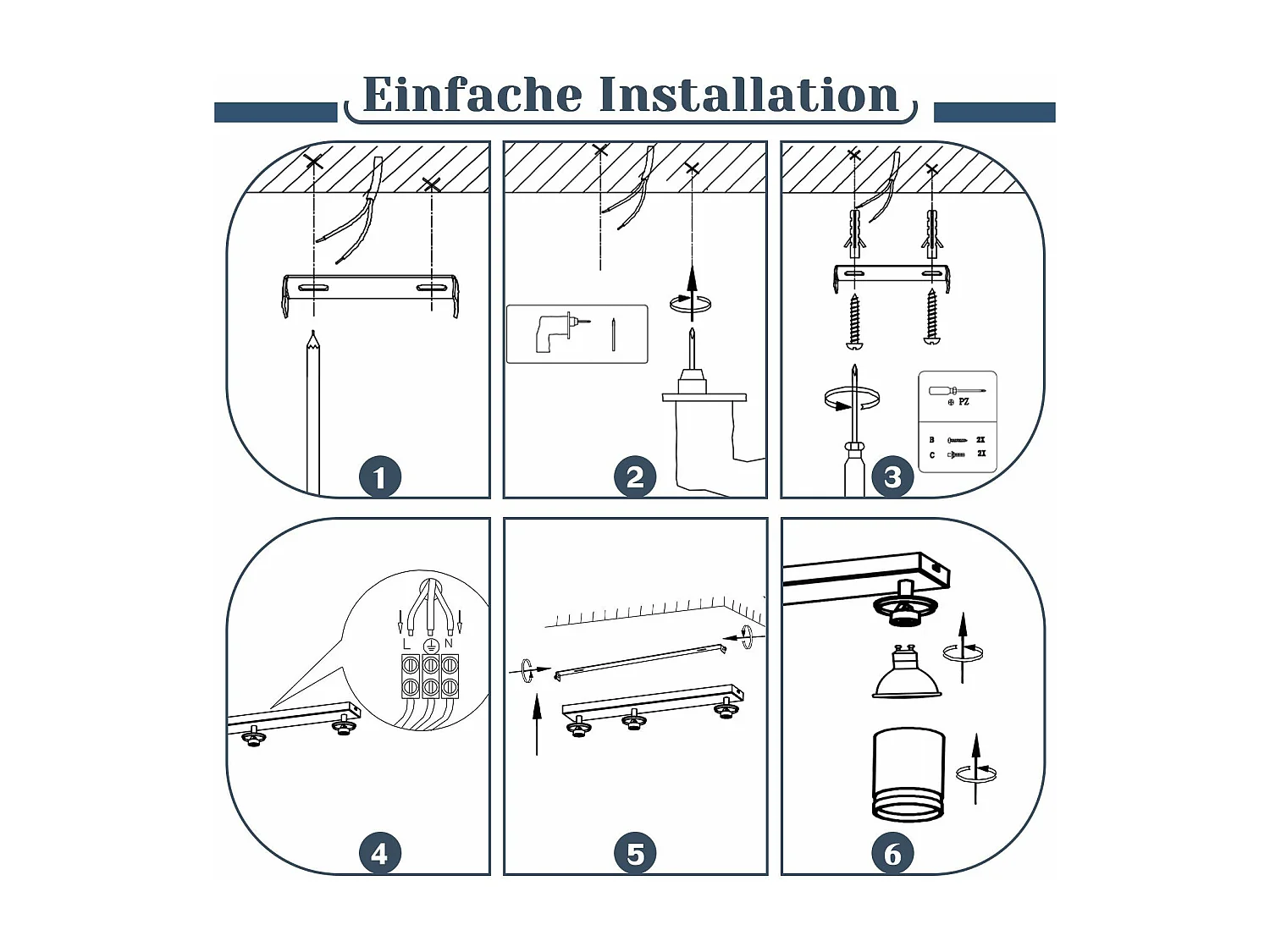 NETTLIFE Opbouwspot GU10 zwart L 43cm rechthoekig Moderne Plafondlamp 355° draaibaar Plafondspot 3-Lichts cilinder Lampkap voor Slaafkamer Kantoor Woonkamer Max.25W