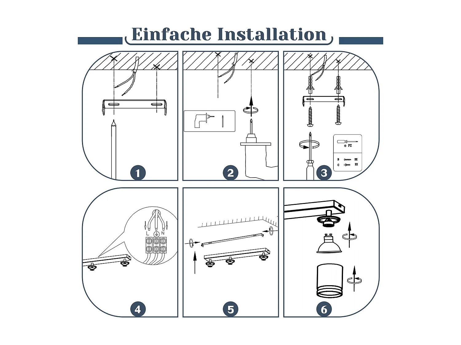 NETTLIFE Plafonnier LED 3 flamme - Noir Plafonnier GU10 Spot pivotant Applique murale en bois Spot mural pour salon chambre  Sans ampoule