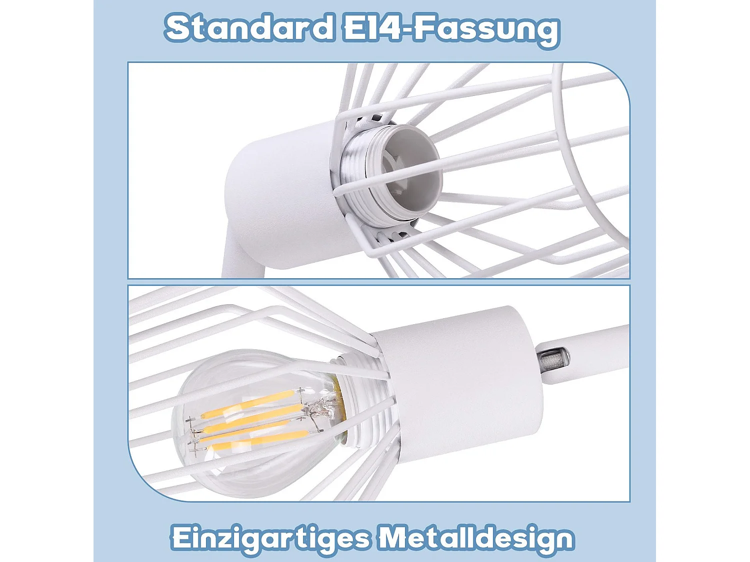 NETTLIFE 4 Spots de Plafond E14 -  métal, lampe de couloir industrielle pivotante à 350°, applique murale pour couloir et salon，blanc