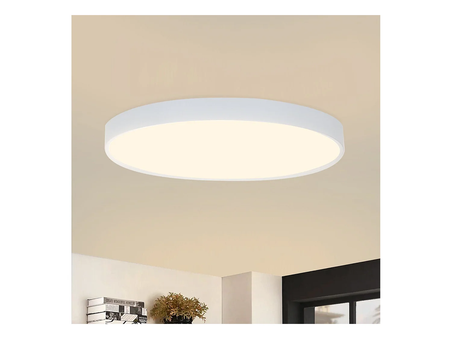 NETTLIFE Plafonnier LED 3000K 28cm Rond 17W IP44 Plat pour Chambre Salle de Bain Couloir