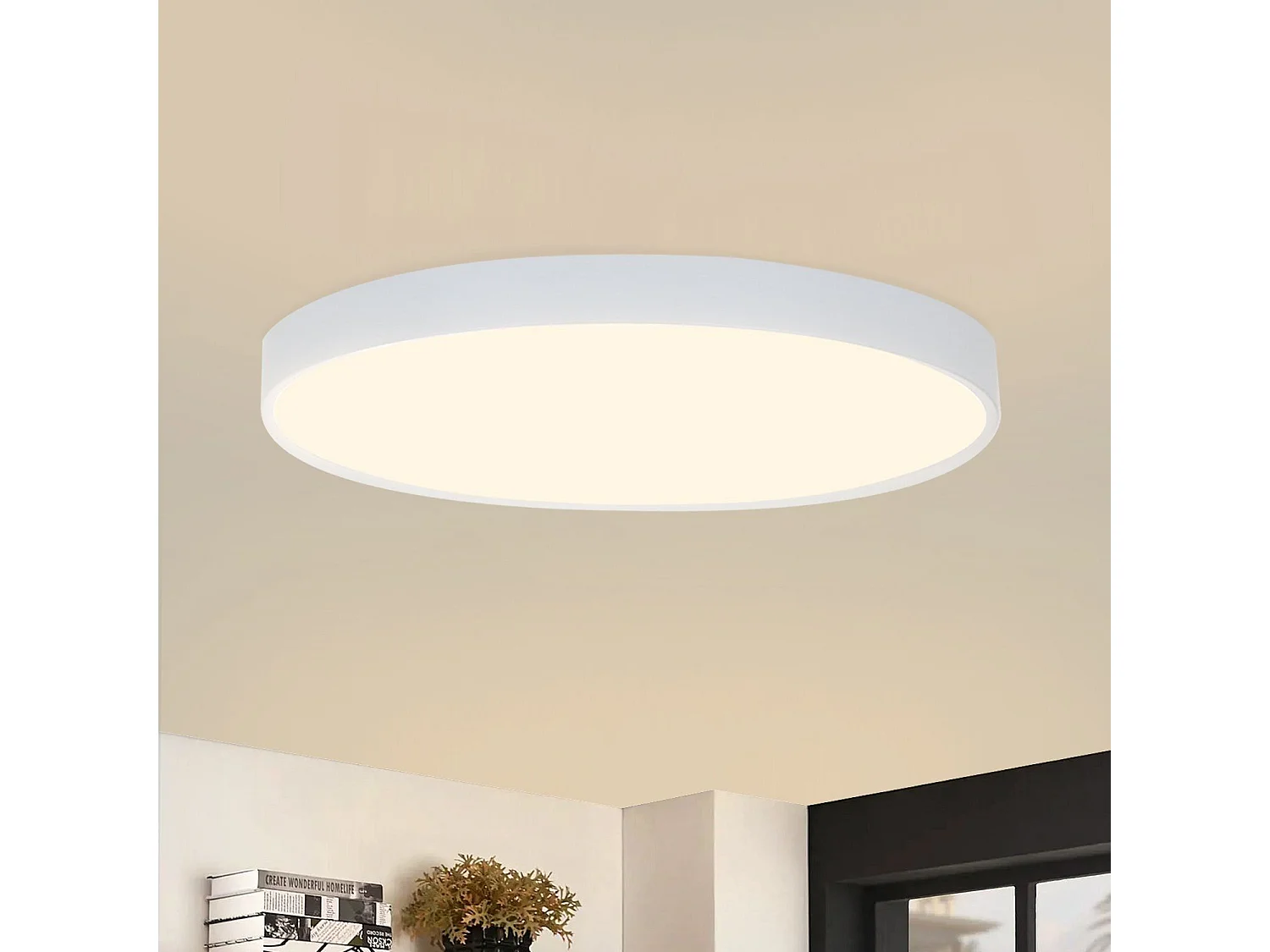 NETTLIFE LED - plafondlamp, 3000K, 28 cm rond, 17W, IP44, plat, voor slaapkamer, badkamer, gang.