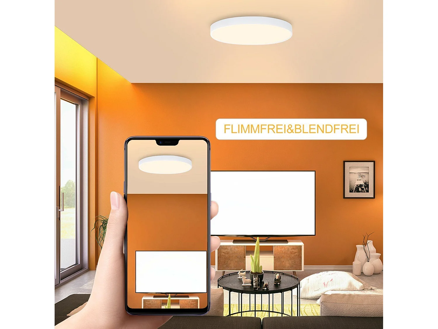 NETTLIFE LED - plafondlamp, 3000K, 28 cm rond, 17W, IP44, plat, voor slaapkamer, badkamer, gang.