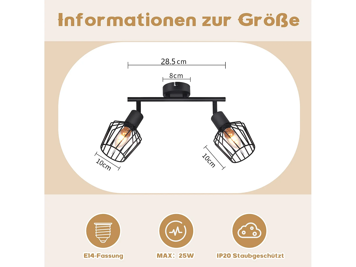 NETTLIFE 2 Spots de Plafond E14 -  métal, lampe de couloir industrielle pivotante à 350°, applique murale pour couloir et salon，noir