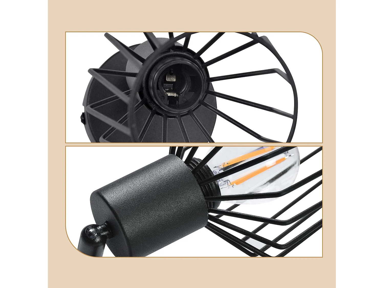 NETTLIFE 2 Spots de Plafond E14 -  métal, lampe de couloir industrielle pivotante à 350°, applique murale pour couloir et salon，noir