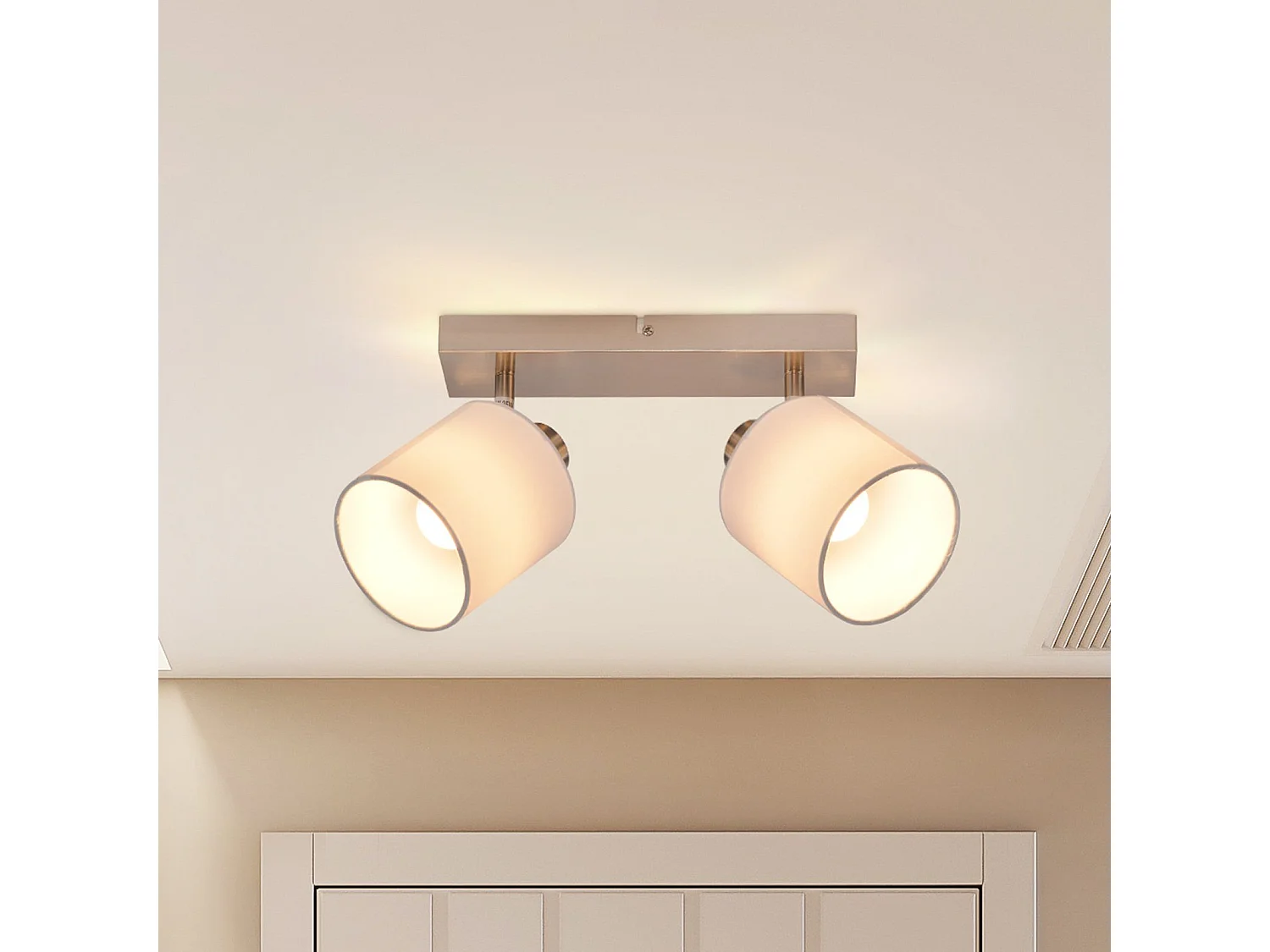 NETTLIFE 2 Spots de Plafond Moderne E14 Argent Pivotant à 350°MAX.25W Lampe de Cuisine Écran en Tissu pour Salon Chambre (Sans Ampoule)