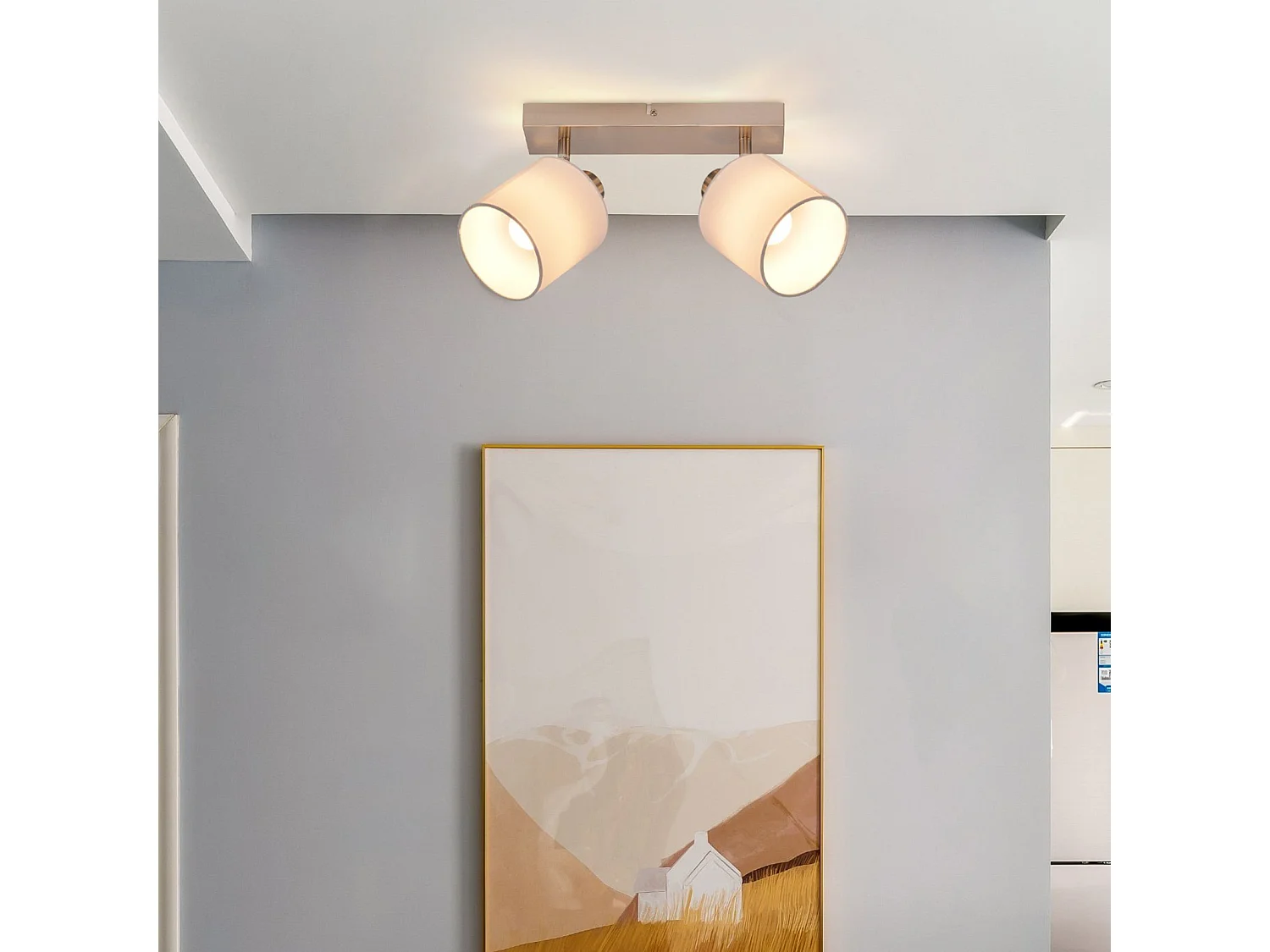 NETTLIFE 2 Spots de Plafond Moderne E14 Argent Pivotant à 350°MAX.25W Lampe de Cuisine Écran en Tissu pour Salon Chambre (Sans Ampoule)