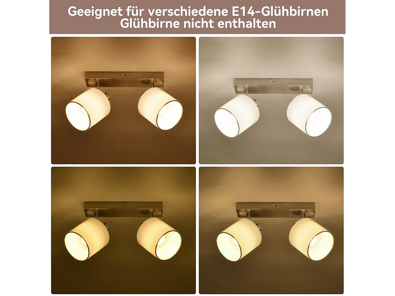 NETTLIFE 2 Spots de Plafond Moderne E14 Argent Pivotant à 350°MAX.25W Lampe de Cuisine Écran en Tissu pour Salon Chambre (Sans Ampoule)