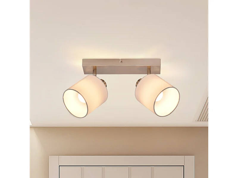 NETTLIFE 2 Spots de Plafond Moderne E14 Argent Pivotant à 350°MAX.25W Lampe de Cuisine Écran en Tissu pour Salon Chambre (Sans Ampoule)