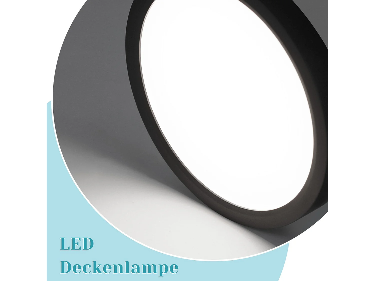 NETTLIFE Plafonnier LED plat 30 cm - 24 W, Noir, 6000 K - Éclairage moderne cuisine, couloir, chambre