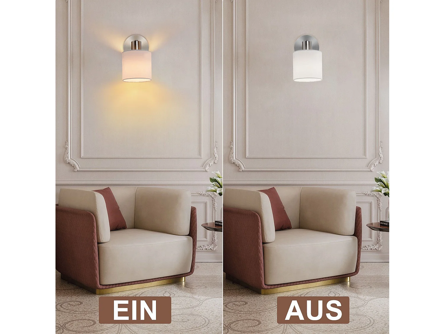 NETTLIFE Foco Ajustable 350° E14 Max 40W Lámpara de Pared Moderna de Níquel para Pasillo para Sala de Estar Dormitorio Cocina