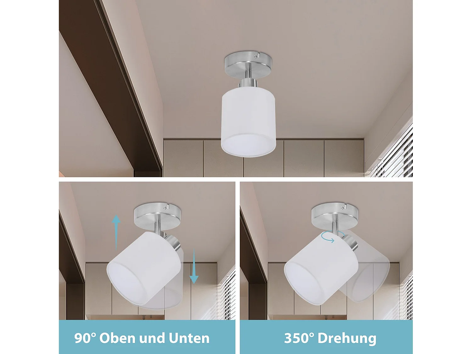 NETTLIFE Foco Ajustable 350° E14 Max 40W Lámpara de Pared Moderna de Níquel para Pasillo para Sala de Estar Dormitorio Cocina