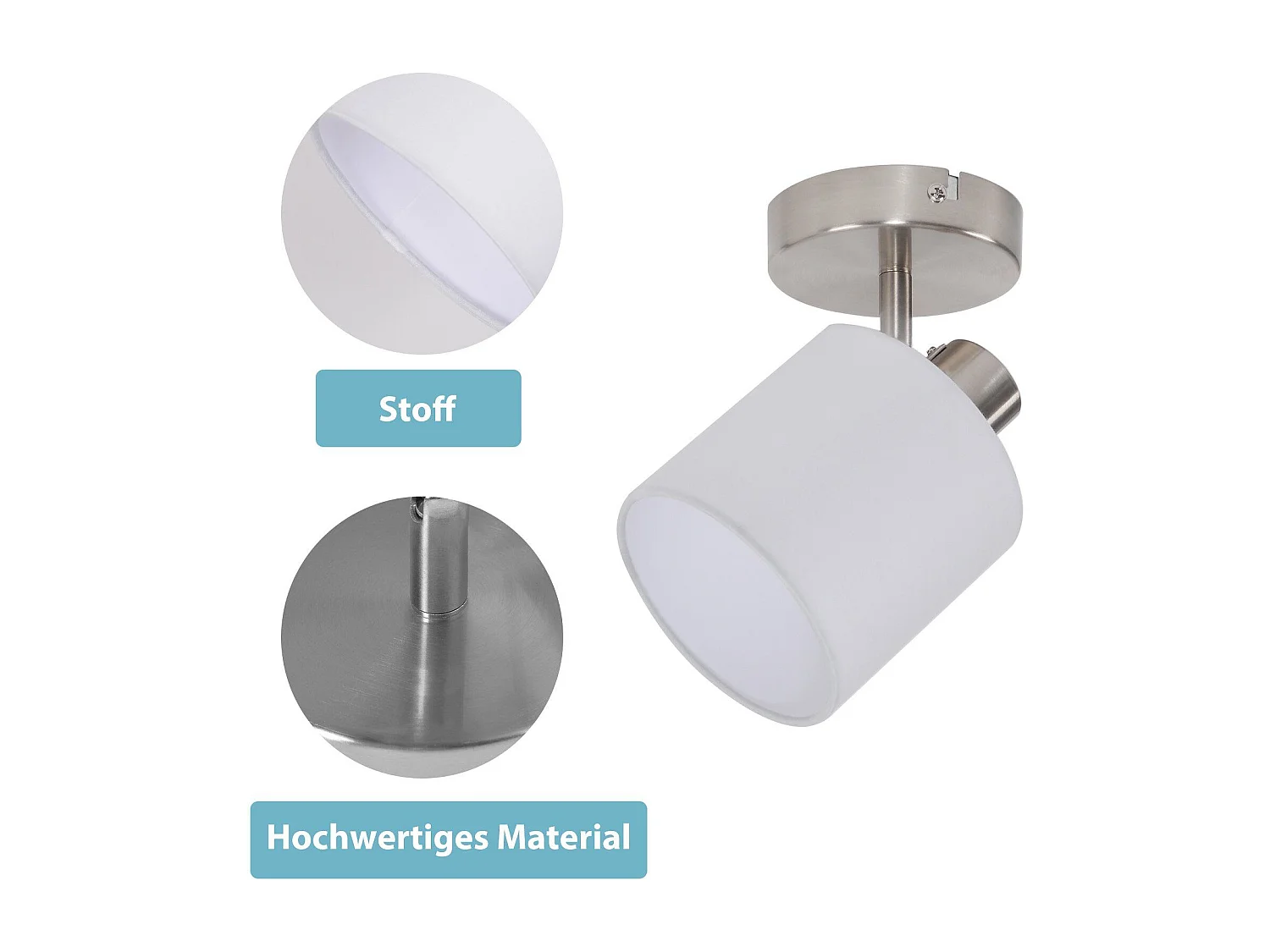 NETTLIFE Spot Orientable 350° E14 Max 40 W Couloir Moderne Nickel Applique Murale Lampe pour Salon Chambre Cuisine