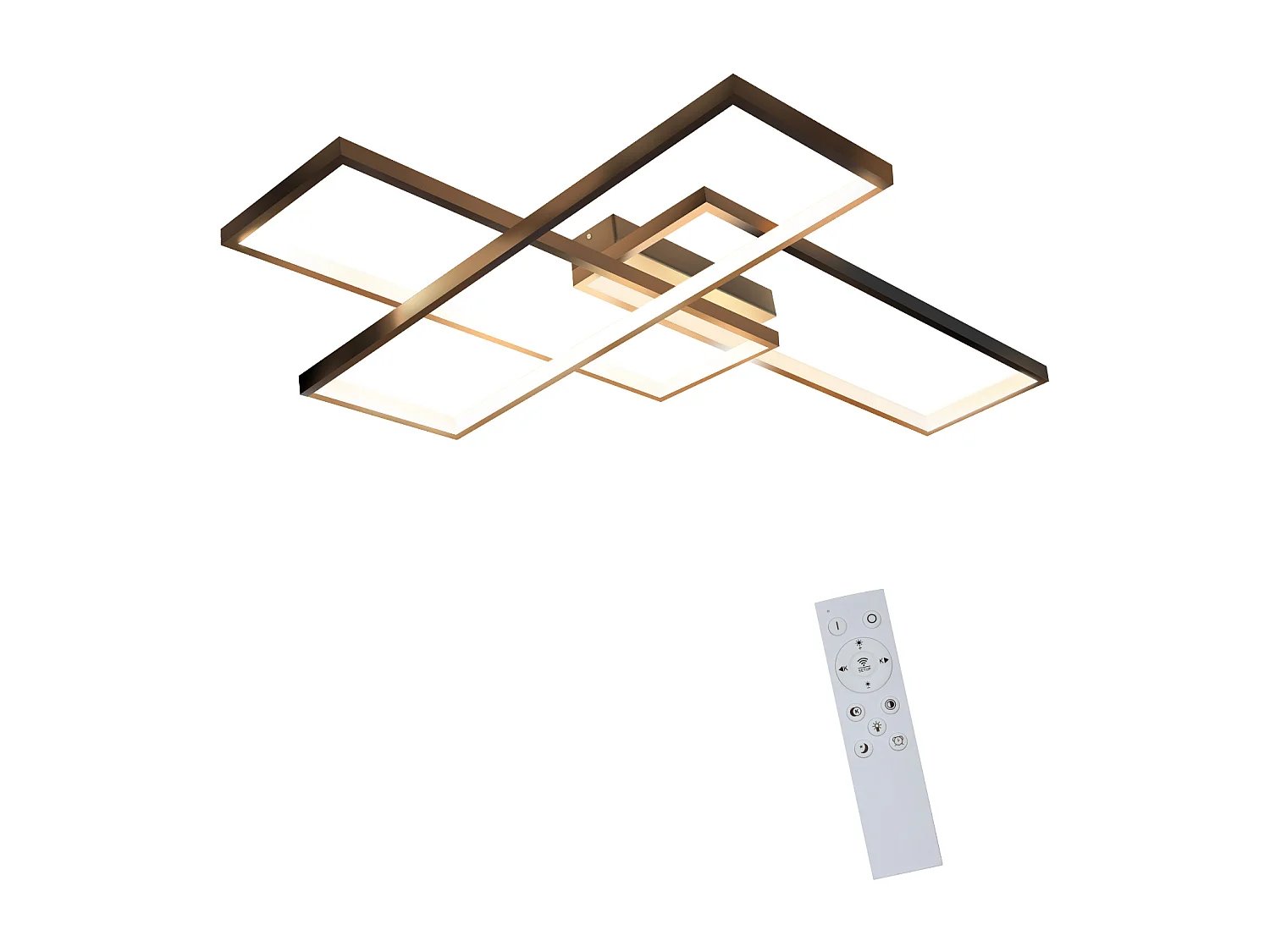 NETTLIFE Plafonnier Dimmable, 65x47x7.5cm, 3 Carrés Plafonniers LED noir Modernes avec Télécommande, 65W Encastré Éclairage Lampe de Plafond