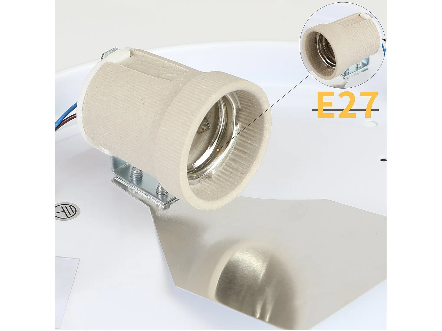 NETTLIFE Runde Deckenleuchte, 1-flammig, E27, 30 cm, moderne Schlafzimmerlampe in Grau mit Stoffschirm, Flurlampe für Wohnzimmer und Küche