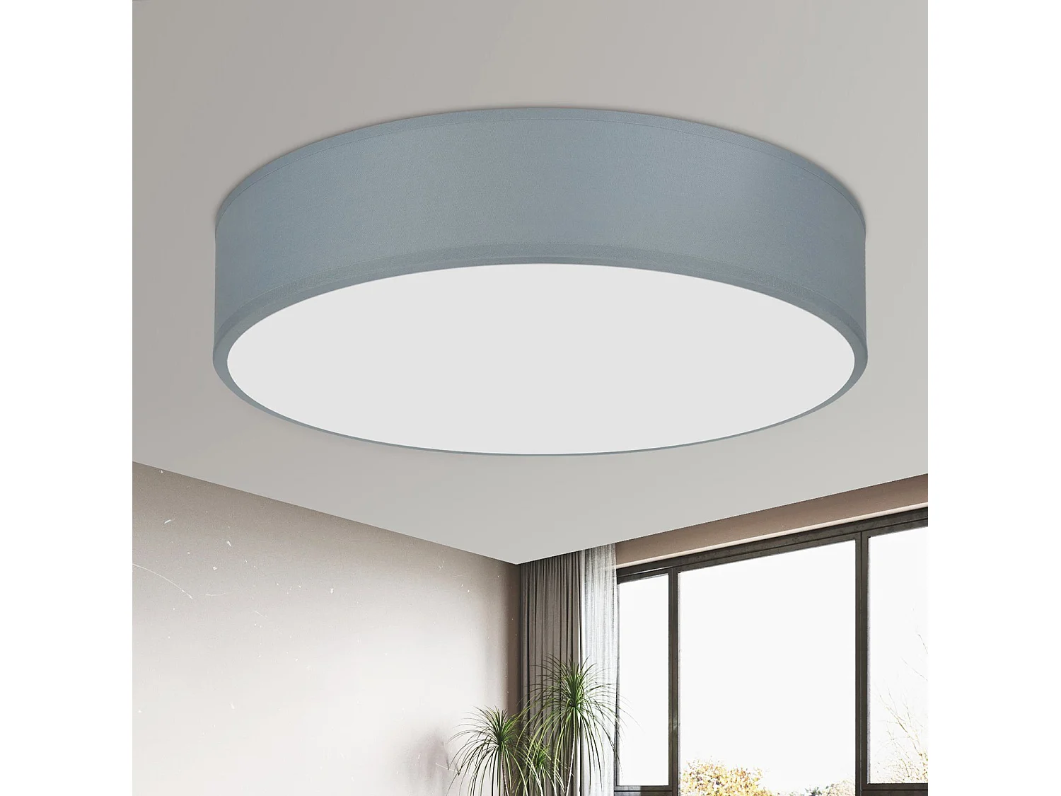 NETTLIFE Plafonnier Rond 1 Ampoule E27 30CM Chambre Moderne Lampe de Grise avec Abat Jour en Tissu Lampe de Couloir pour Salon Cuisine