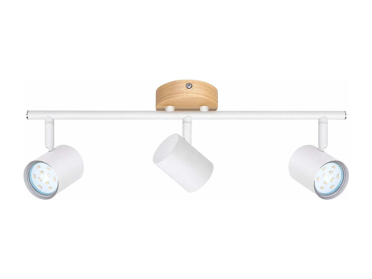 NETTLIFE Plafón LED de 3 llama - Plafón GU10 Blanco Foco giratorio Aplique de madera Foco de pared para salón dormitorio Sin bombilla