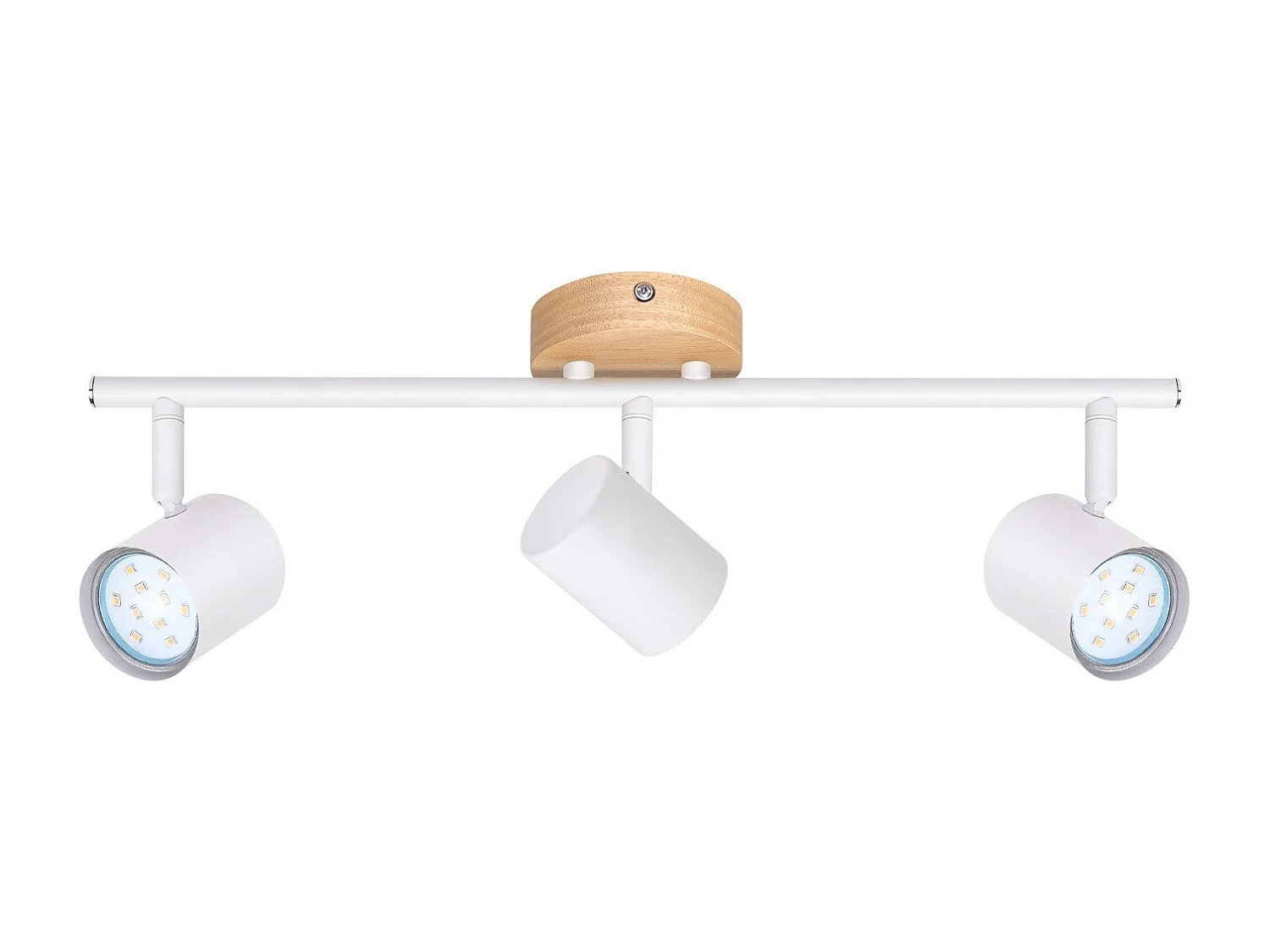 NETTLIFE Plafonnier LED 3 flamme - Blanc Plafonnier GU10 Spot pivotant Applique murale en bois Spot mural pour salon chambre  Sans ampoule