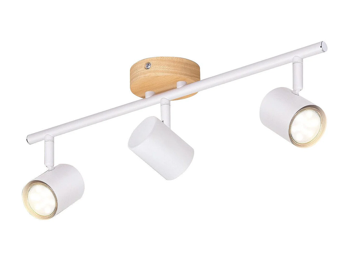 NETTLIFE Plafonnier LED 3 flamme - Blanc Plafonnier GU10 Spot pivotant Applique murale en bois Spot mural pour salon chambre  Sans ampoule