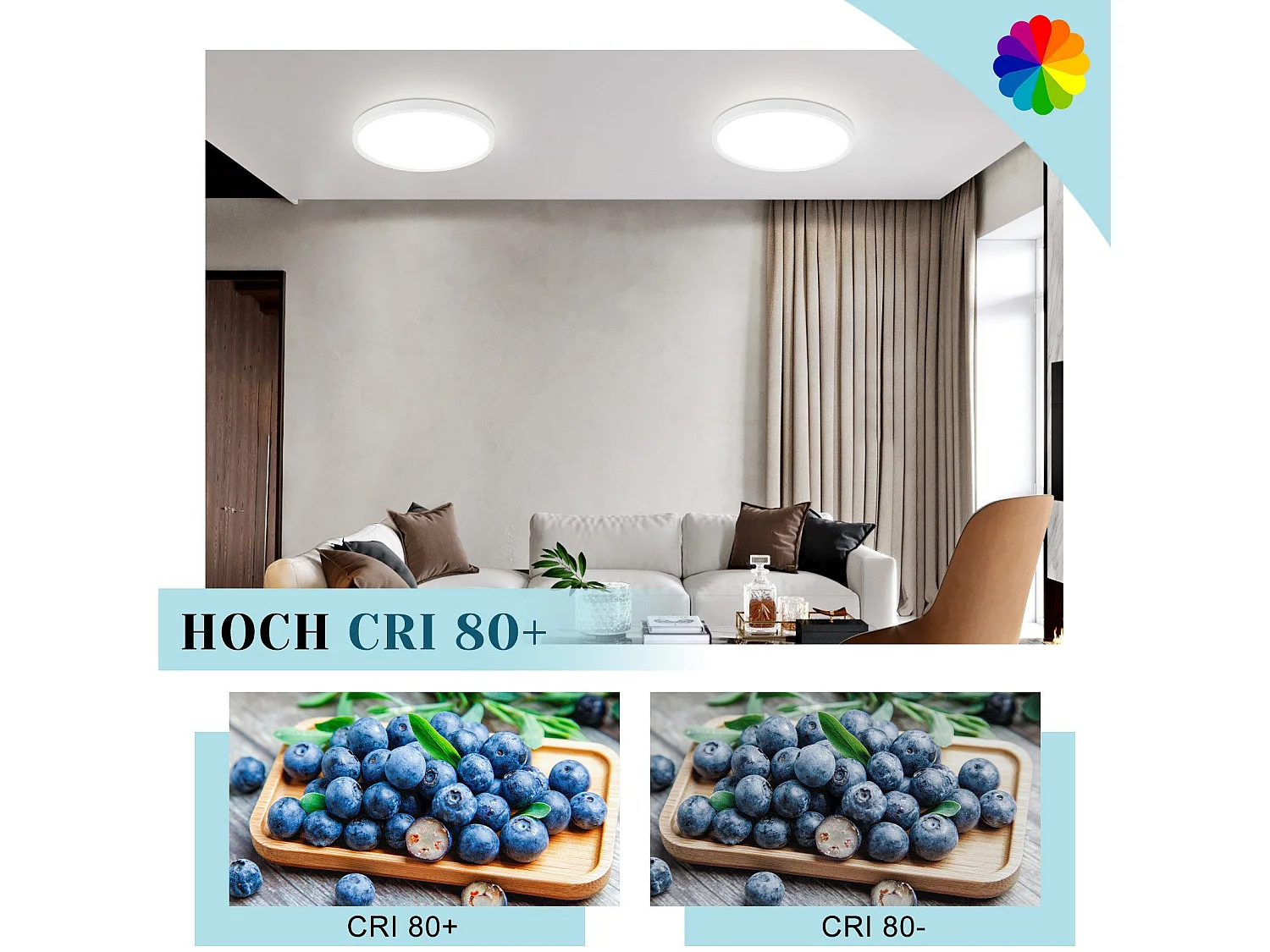 NETTLIFE Plafondlamp LED - 18 cm - Wit - Rond - 6000K Koel wit Licht - Plafondlamp plat - moderne Keukenverlichting - voor Gang | Slaapkamer | Woonkamer - 15 W