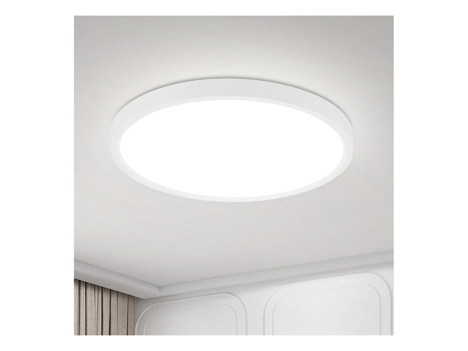 NETTLIFE Plafonnier LED plat 18 cm - 15 W, Blanc, 6000 K - Éclairage moderne cuisine, couloir, chambre