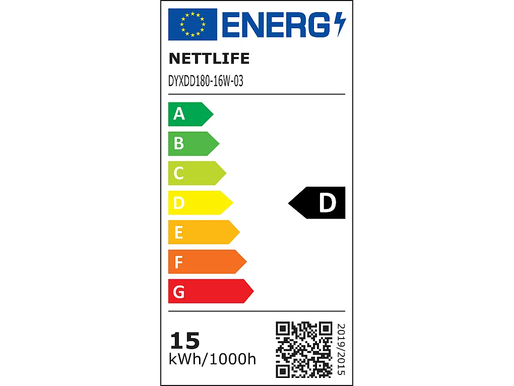 NETTLIFE Płaska lampa sufitowa LED 18 cm - 15 W, biała, 6000 K - Nowoczesne oświetlenie do kuchni, przedpokoju, sypialni